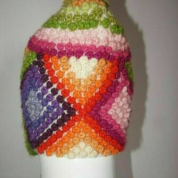 Multicolored chullo knitted in wool winter warm unisex Andean culture - Picture 9 of 11